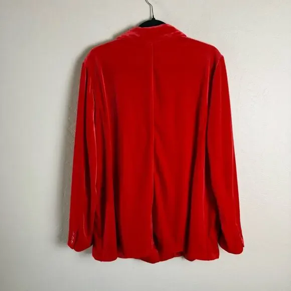 Lane Bryant Red Velvet Blazer Jacket 22 - Picture 9 of 16